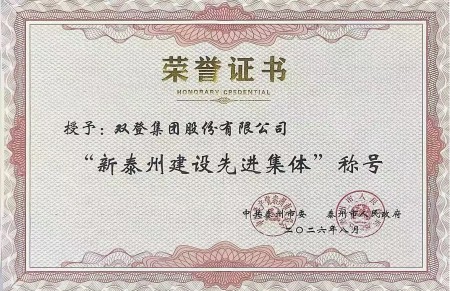 新泰州建设先进集体